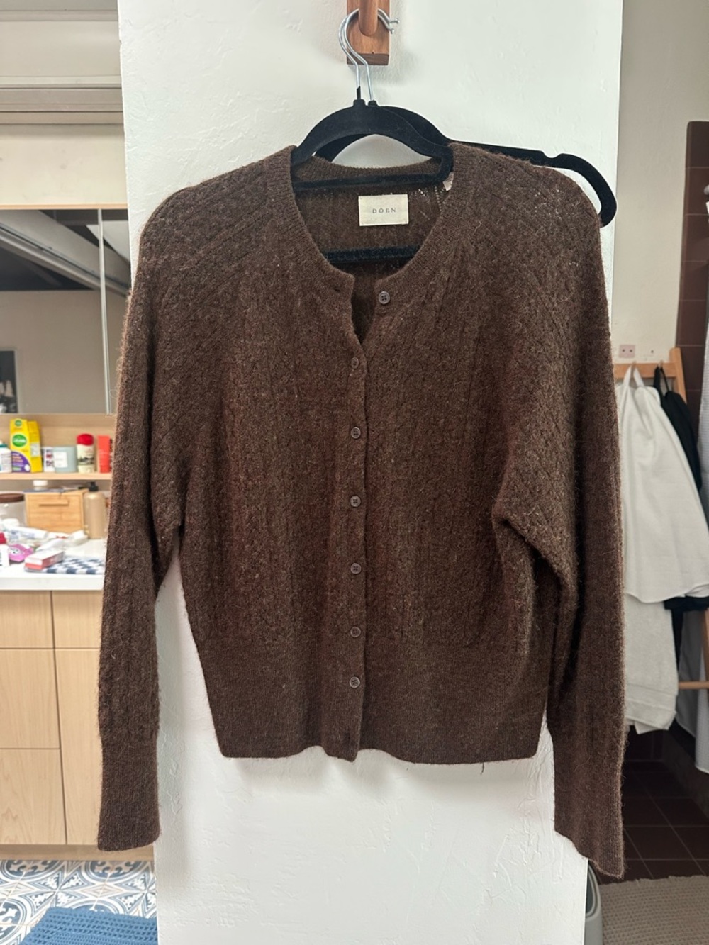 Doen Brown Button-Front Knit Cardigan